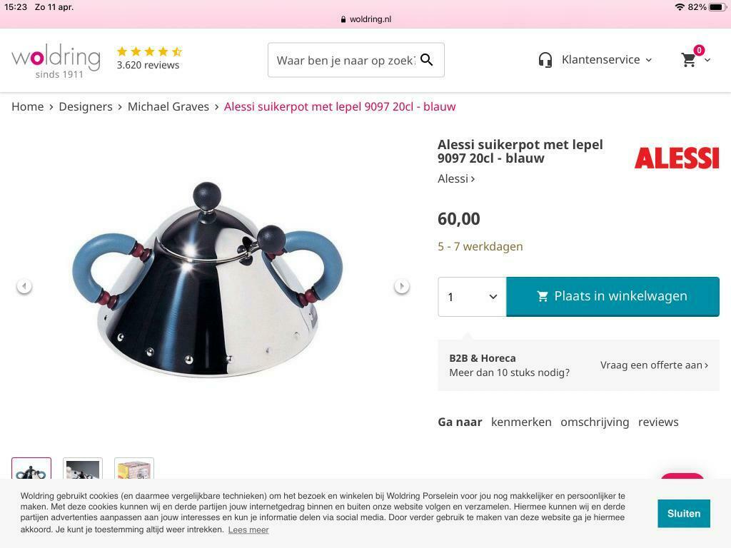 Melk- en suikerkannetje Alessi, Enlèvement, Neuf, Autres matériaux