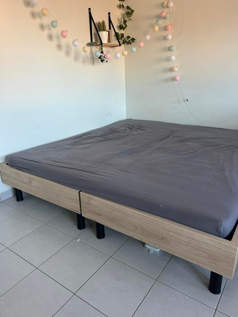 1 persoonsbed te koop, Maison & Meubles, Chambre à coucher | Lits boxsprings, 90 cm, Beige, Enlèvement, 200 cm