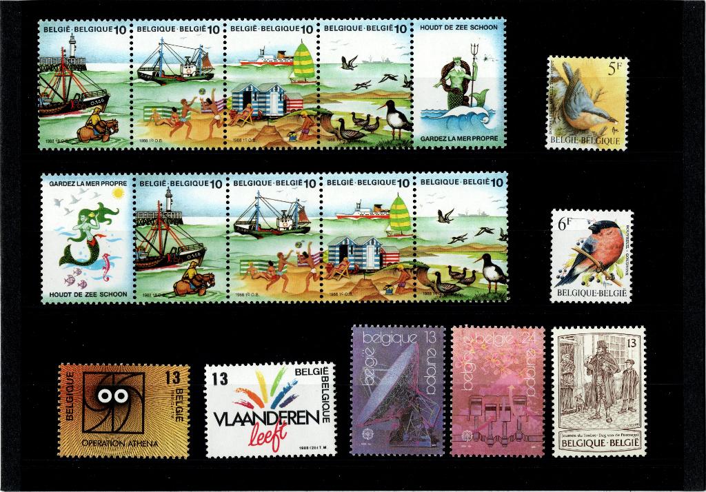 Jaarmap België 1988 met zwart-wit velletje, Verzenden, Postfris, Postfris