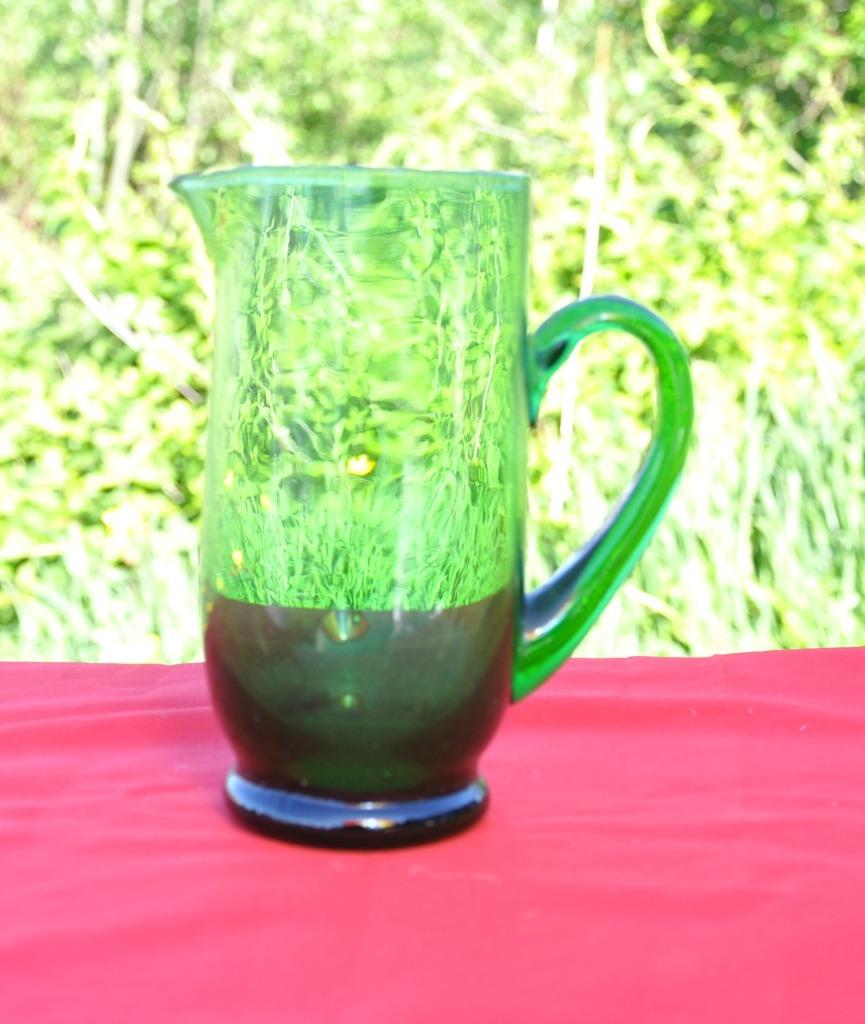 pichet en verre soufflet vert, Enlèvement ou Envoi