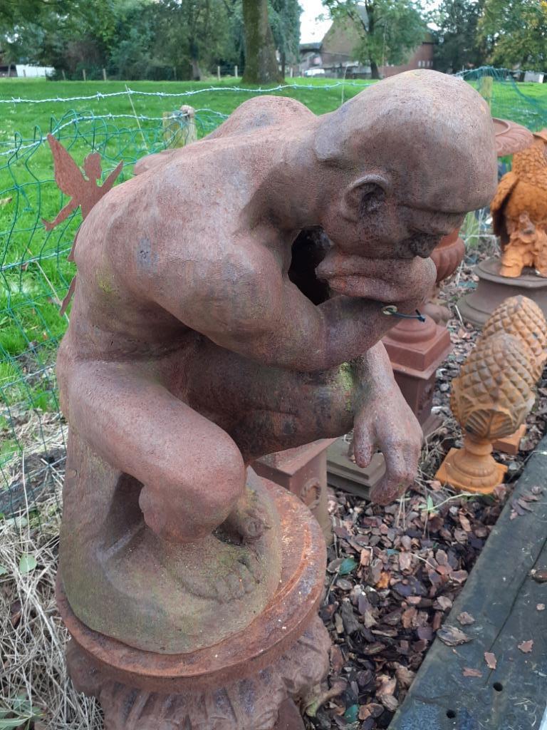 Groot gietijzeren beeld van de denker van Rodin, Tuin en Terras, Tuinbeelden, Ophalen, Gebruikt, Overige materialen, Mensenbeeld