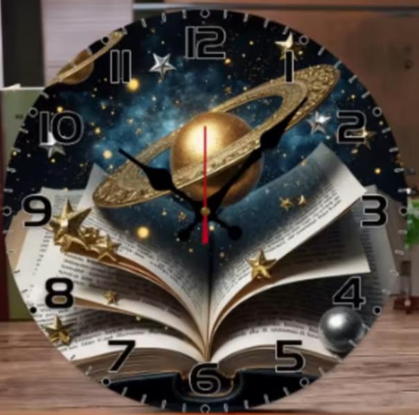 Horloge murale ronde en bois Le livre magique du ciel étoilé, Enlèvement ou Envoi, Neuf, Horloge murale