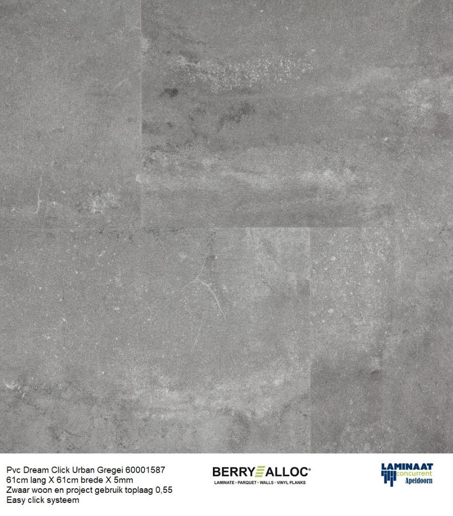 Pvc Dream Click Urban Gregei 61cm lang X 61cm brede €29,95m2, Aggloméré, Gris, Enlèvement ou Envoi, 75 m² ou plus