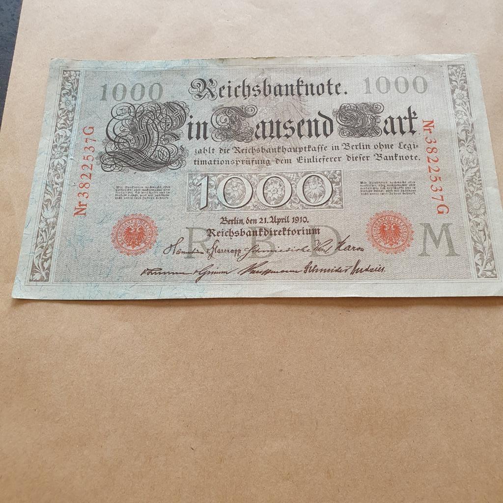 Duitse Reichsbanknote ea duitse bankbiljetten 5 in totaal, Postzegels en Munten, Ophalen, Duitsland, Setje