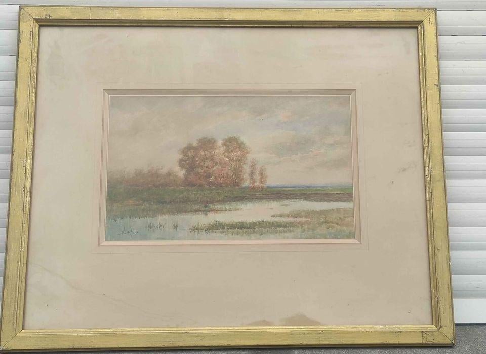 Aquarelle paysage signe, Enlèvement ou Envoi