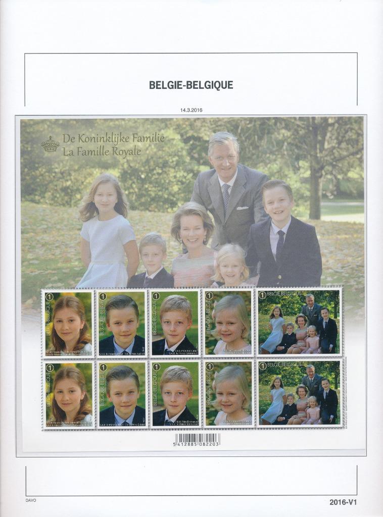 Jaar 2016 België supplement 1d, op gratis DAVO Luxe, Postzegels en Munten, Verzenden, Postfris, Postfris