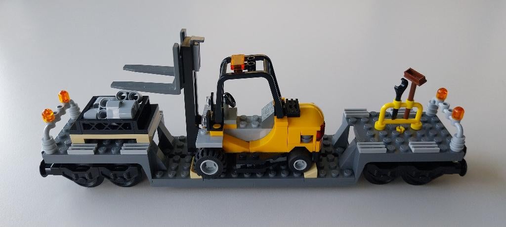 Lego trein wagon: dieplader met heftruck (Nieuw!!!), Ophalen of Verzenden, Nieuw, Complete set, Lego