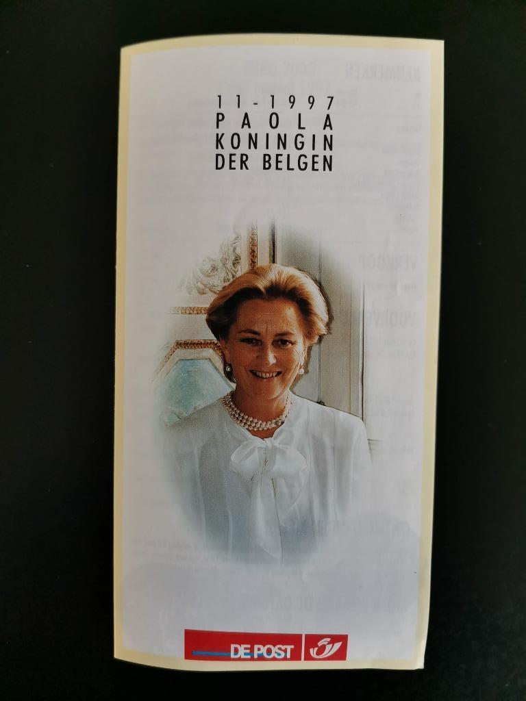 De Post folder postzegel Koningin Paola 1997 Belgie + Italië, Ophalen of Verzenden, Postfris