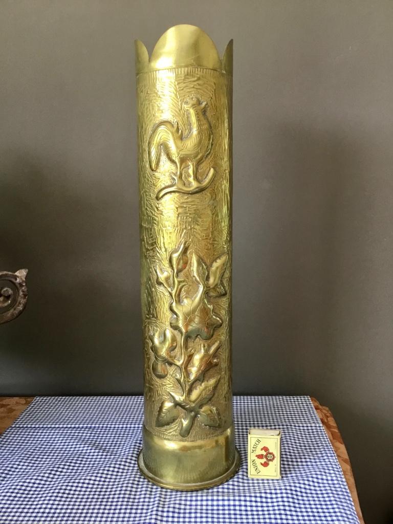 French art exceptionnel douille allemande de 1916 de 50 cm, Collections, Enlèvement ou Envoi, Armée de terre, Douilles ou Pièces de fouille