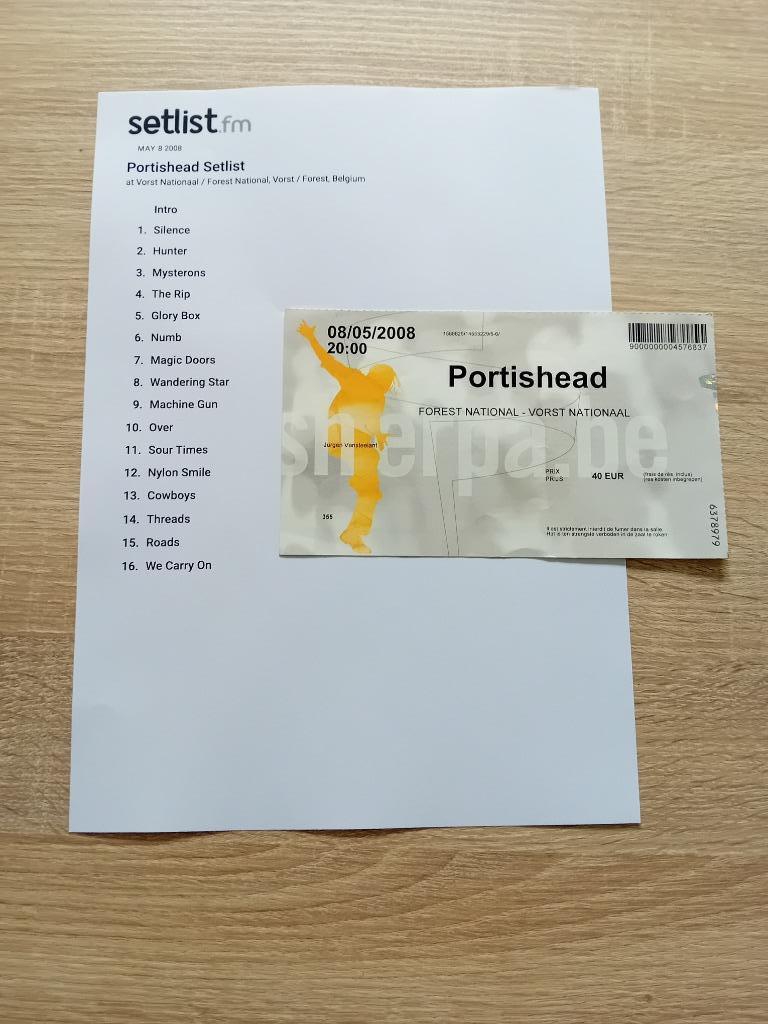 Ticket concert Portishead Forest National Bruxelles 2008, Enlèvement, Utilisé, Autres types