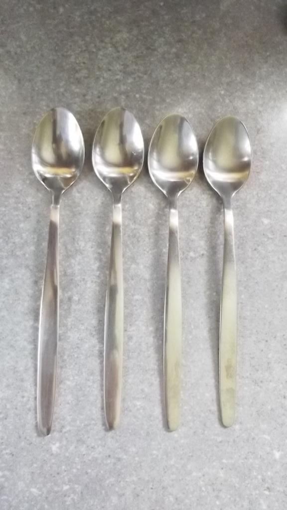 4 Inox Sorbet Lepels Eternum, Ophalen of Verzenden, Zo goed als nieuw, Bestekset, Inox of Chroom