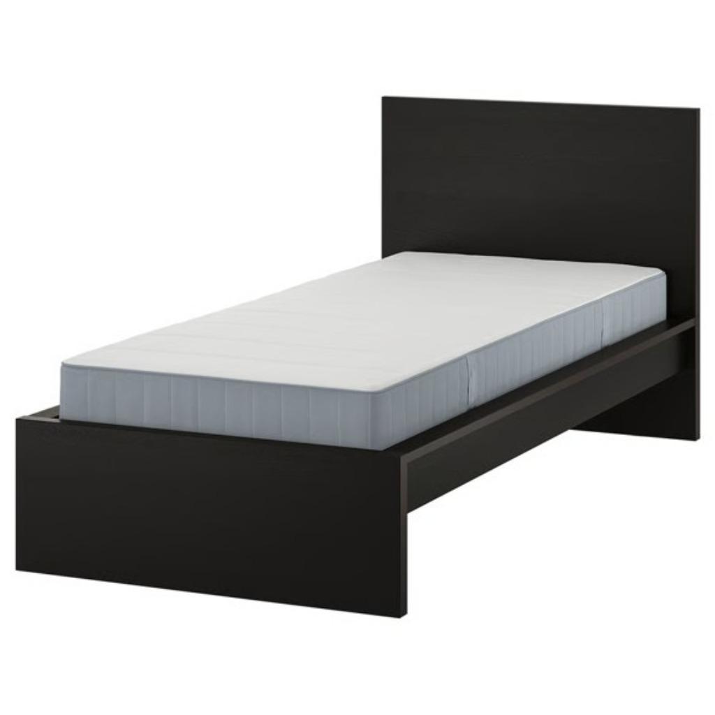Lit simple noir IKEA Malm 90 x 200 cm, Maison & Meubles, Chambre à coucher | Lits, Comme neuf, Une personne, 90 cm, 200 cm, Bois