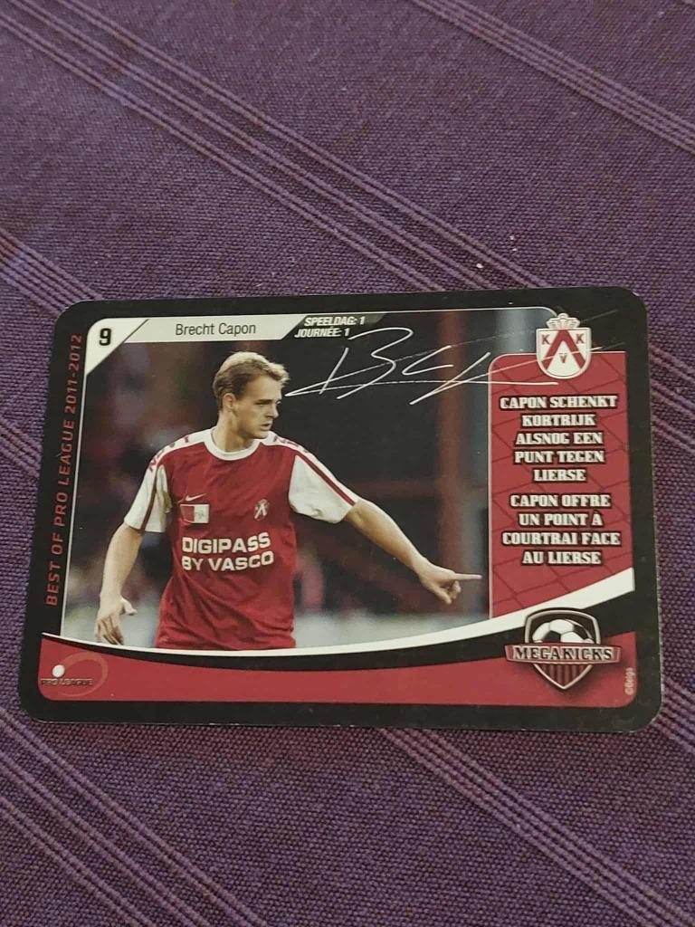 Voetbalkaart : Megakicks / Brecht Capon / KV Kortrijk, Verzamelen, Verzenden, Zo goed als nieuw, Spelerskaart