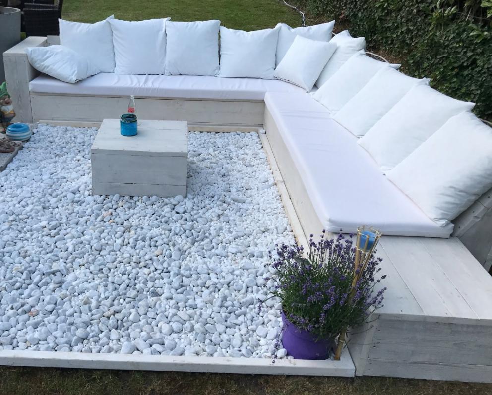 Lounge de jardin en bois d'échafaudage avec coussins, Enlèvement