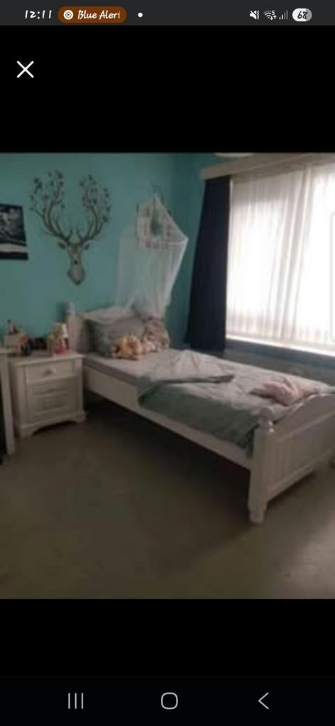 massief houten witte slaapkamer, Ophalen, Zo goed als nieuw, Eenpersoons, Uniek