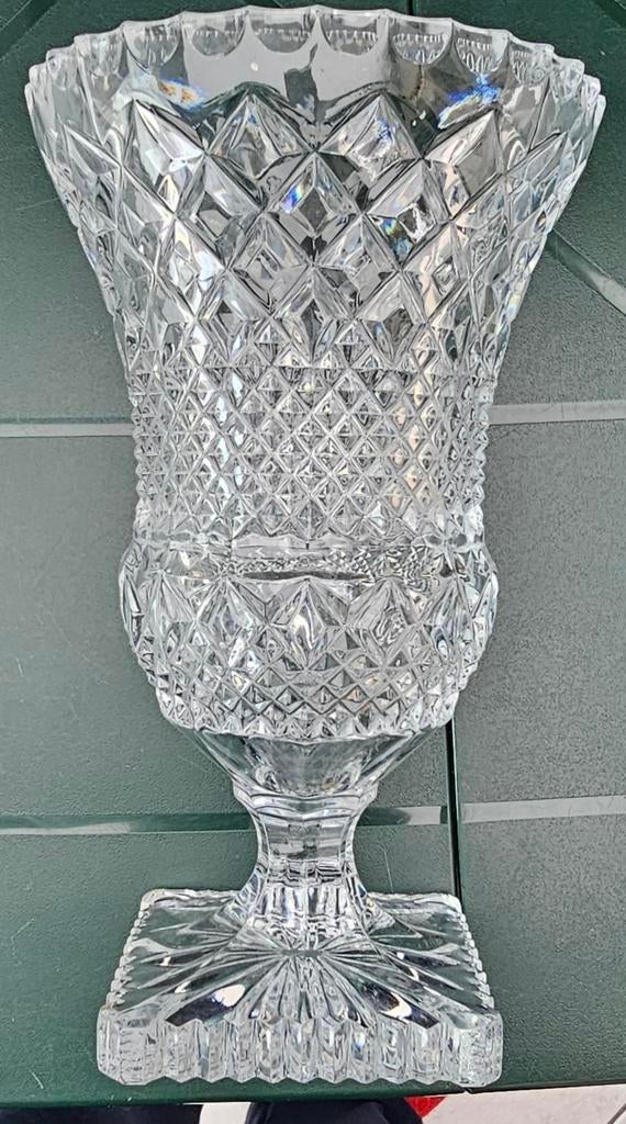 Vase en cristal pedestal vintage Val St Lambert Boch, Enlèvement ou Envoi