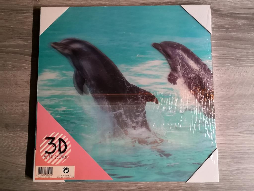 3D kader 28 x 28cm met dolfijnen, Ophalen