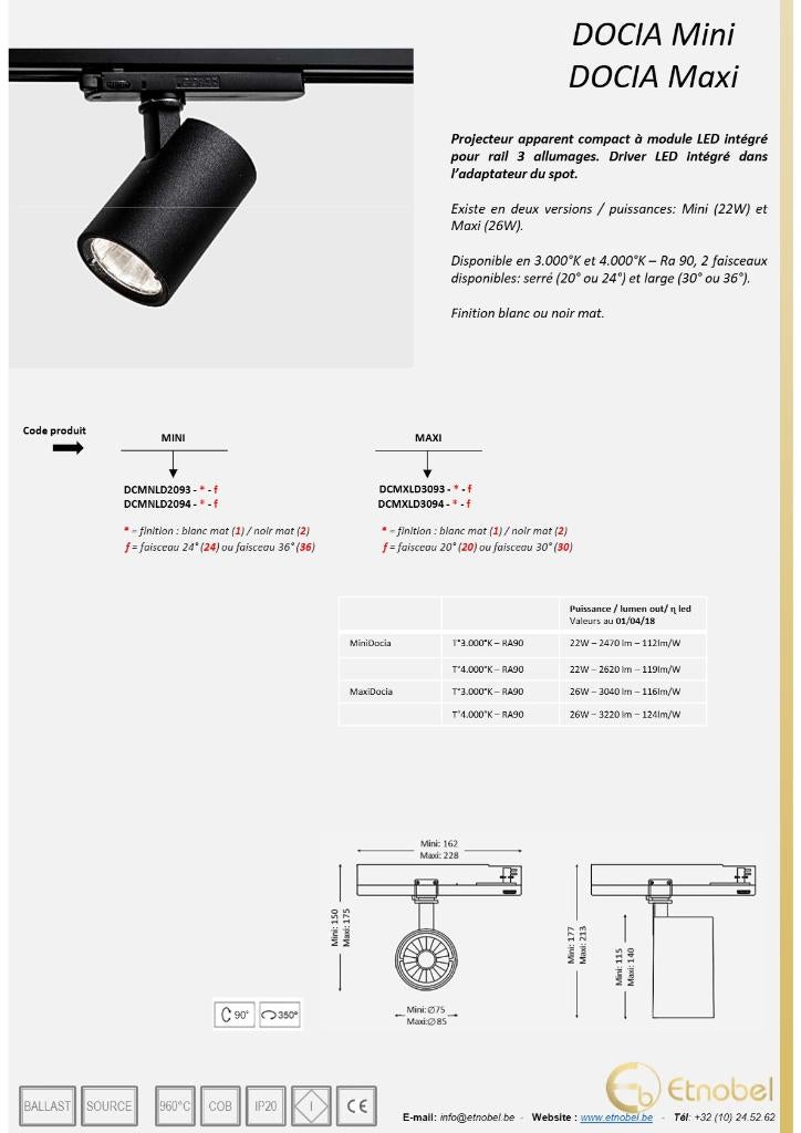 LED SPOT VOOR  3F RAIL -  winkelverlichting op rail, Ophalen, Metaal of Aluminium, Led, Plafondspot of Wandspot