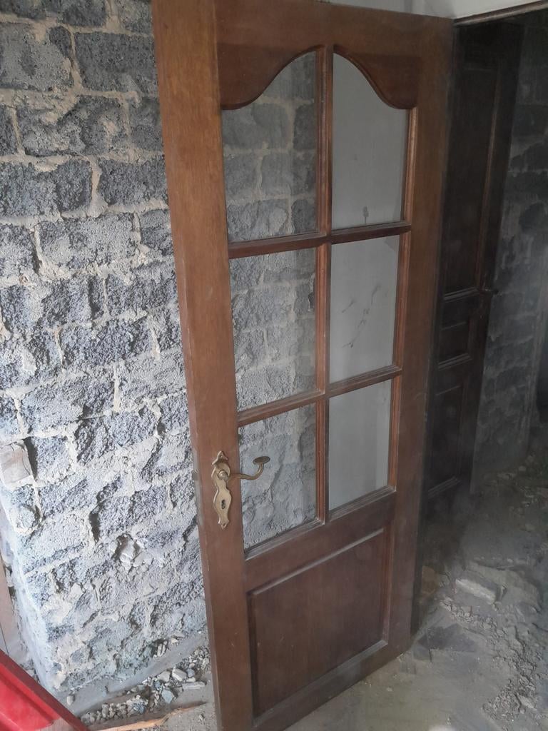 feuille de porte en chêne avec vitrail, 75 à 150 cm, Enlèvement, Utilisé, Vitre comprise