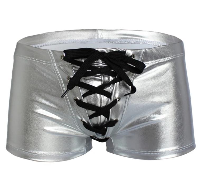 Boxer simili cuir métallisé taille M, Envoi, Gris, Boxer