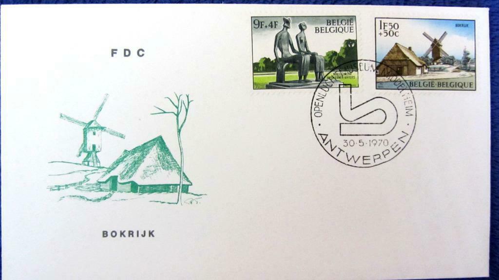 FDC POSTZEGELS- BOKRIJK- MOLENS- 1970, Ophalen of Verzenden, Gestempeld, Overige thema's