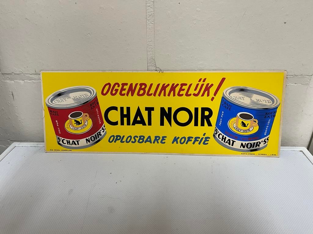 Chat noir zwarte kat karton reclame bord 1956(45 op 16), Verzamelen, Ophalen of Verzenden