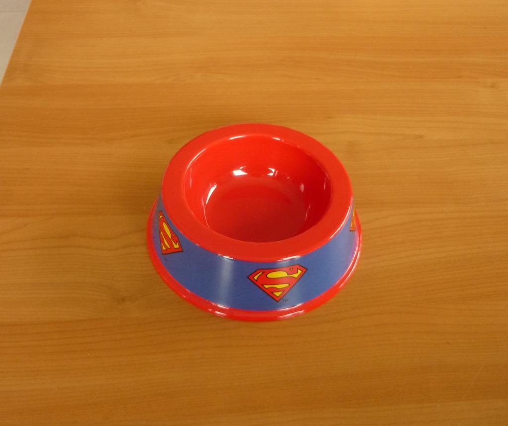Rood blauwe Superman eetkom voerkom voerbak voor hond kat, Ophalen of Verzenden