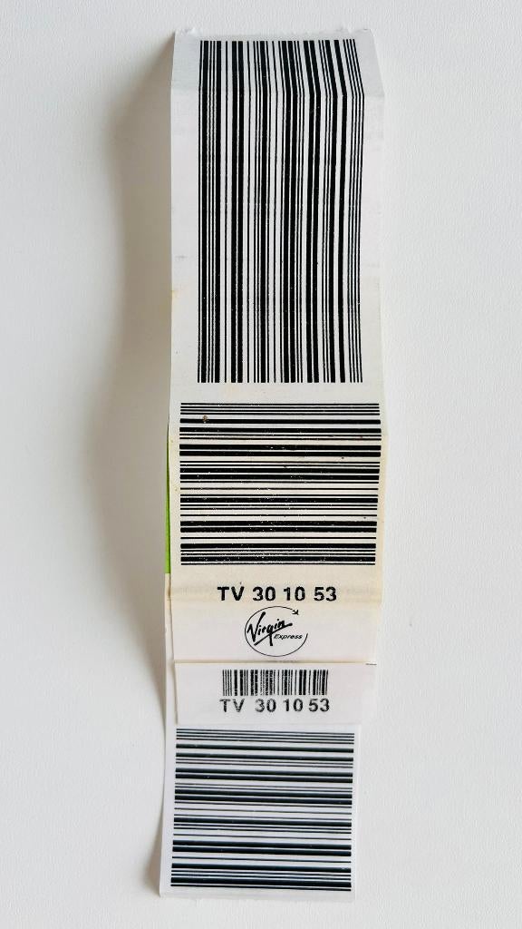 Etiquet bagages Virgin Express code-barre TV 30 10 53 Sabena, Enlèvement ou Envoi, Utilisé, Autres types