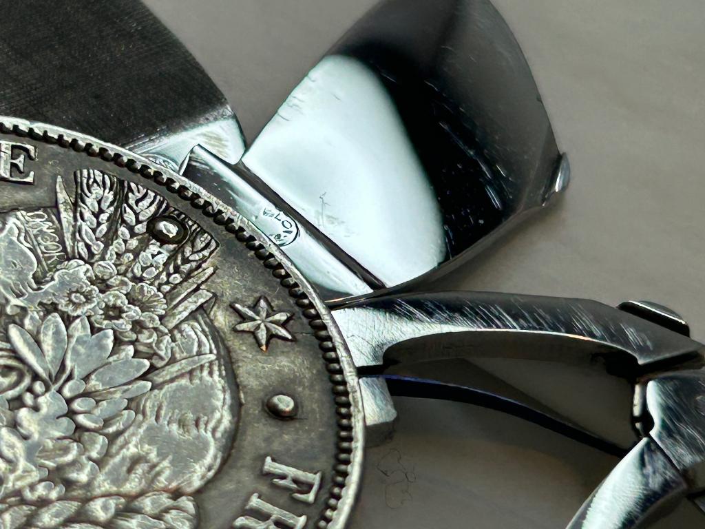 Couteau à monnaie ancien —5 Francs 1851 argent—ELOI & Déposé, Antiquités & Art, Enlèvement ou Envoi