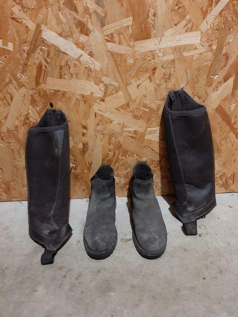 Boots d'équitatio + chaps, Comme neuf, Enlèvement, Bottes, Garçon ou Fille
