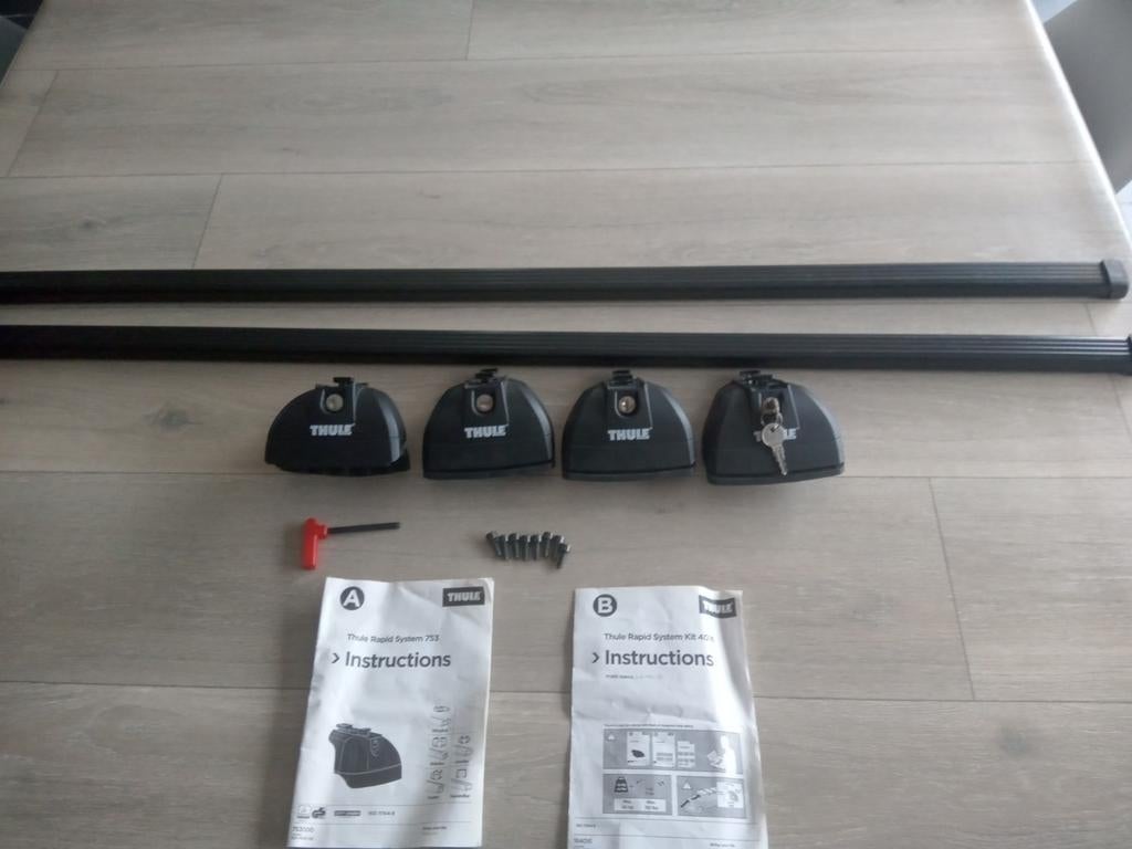 Thule rapid system 753 kit 4016 & square bar 127cm, Enlèvement, Utilisé