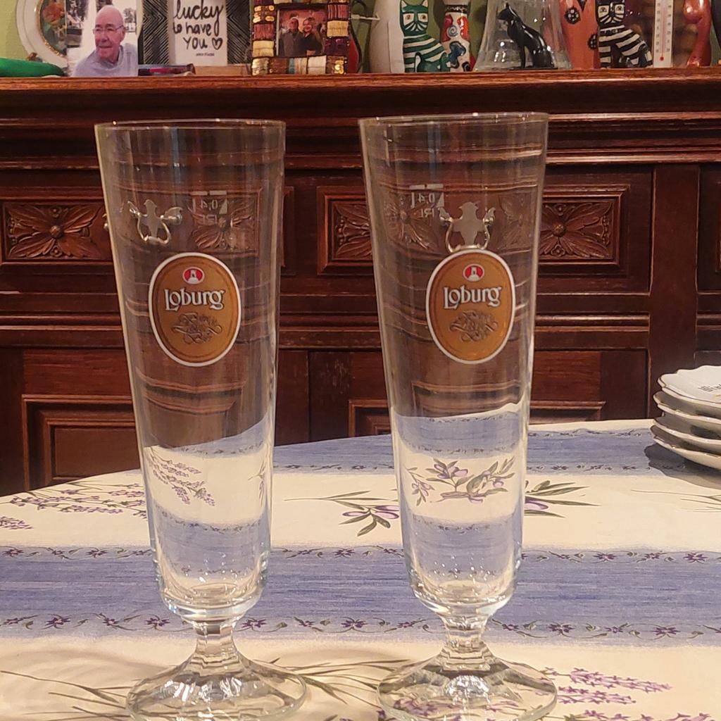 2 oude loburg glazen 40cl, Ophalen of Verzenden, Zo goed als nieuw