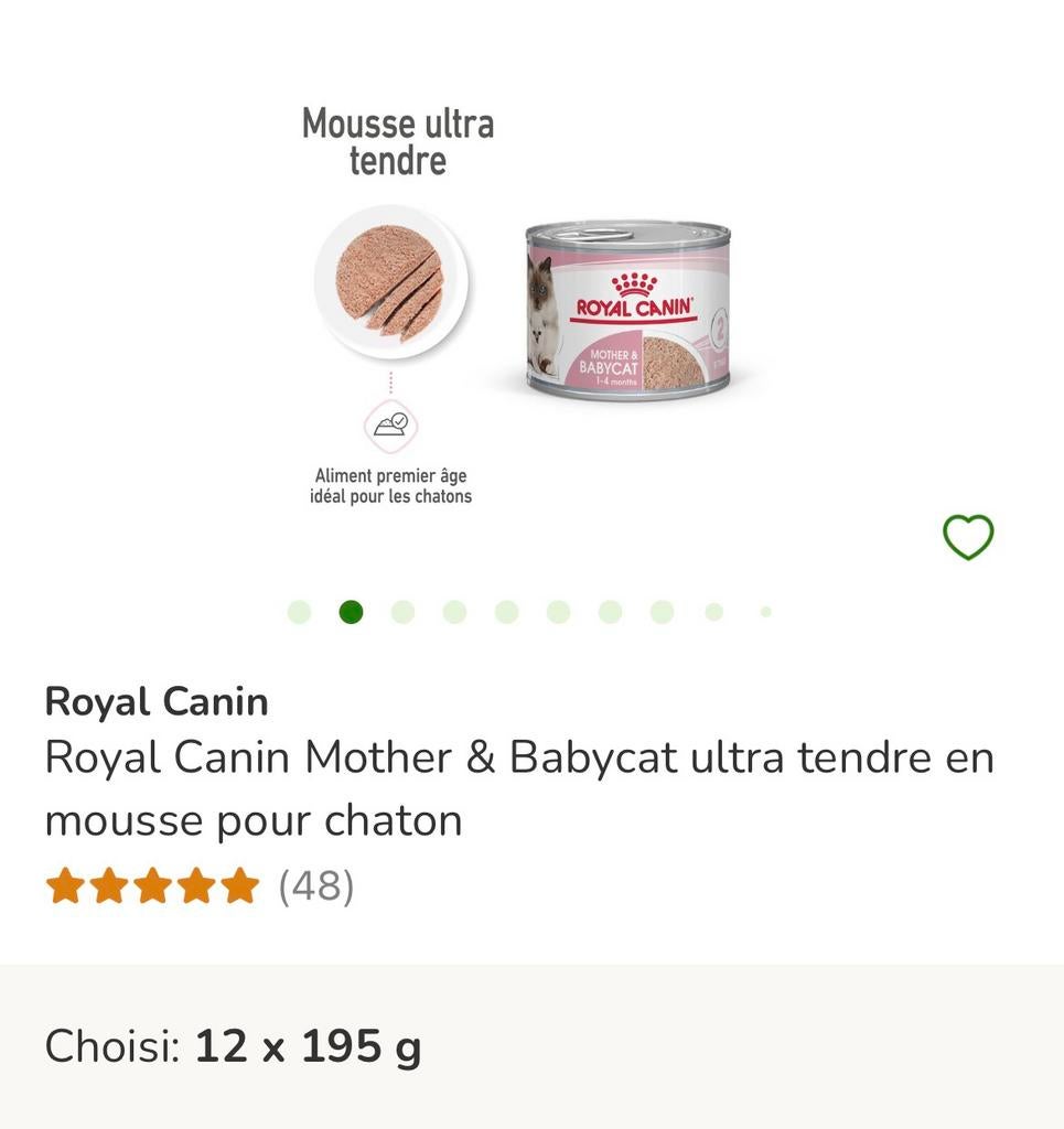 Royal Canin Mother & Babycat, Enlèvement, Chat