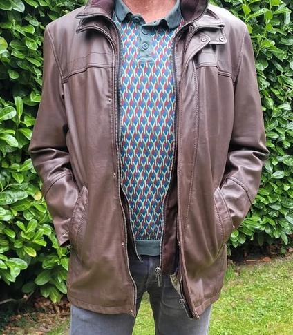BRUINE LEREN JAS - XL - Oakwood Classic Distressed, Kleding | Heren, Oakland, Bruin, Ophalen of Verzenden, Maat 56/58 (XL)