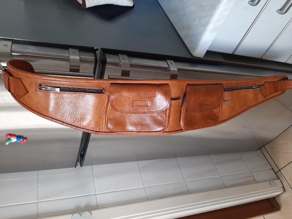 Ceinture cuir brun pour transport de fonds, Comme neuf, Brun, Cuir