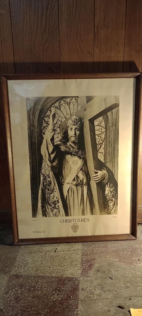 Religieuze gravure „Christus-Rex” van Paul Wante 68x81, n314, Antiek en Kunst, Ophalen, Gravure