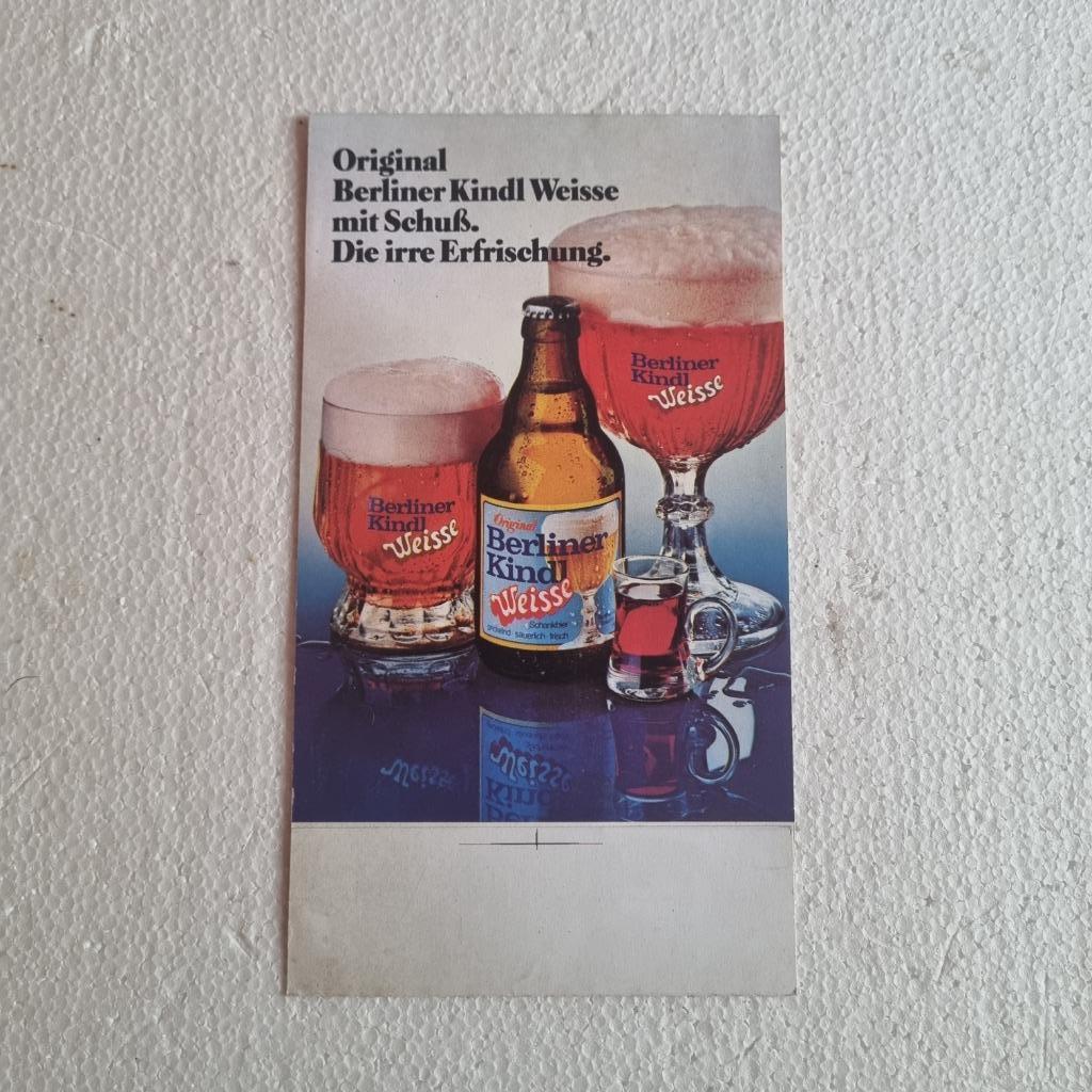 Publicité de table Berliner Kindl Weisse, Enlèvement ou Envoi, Utilisé, Panneau, Plaque ou Plaquette publicitaire, Autres marques
