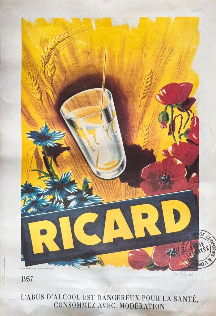 Affiche ricart 1957 titage limité 37/1200, Antiquités & Art, Enlèvement ou Envoi