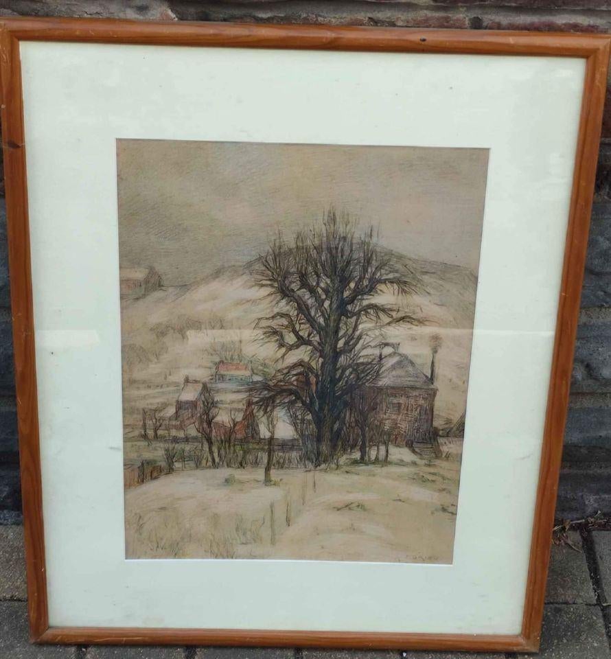 dessin paysage signe alfred duriau, Antiquités & Art, Enlèvement ou Envoi