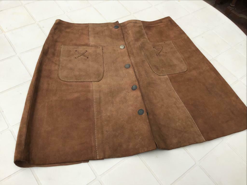 Jupe en véritable daim neuve. - fermeture avant -vintage, Neuf