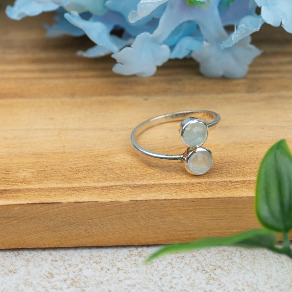 verstelbare zilveren ring aquamarijn, Ophalen of Verzenden, Nieuw