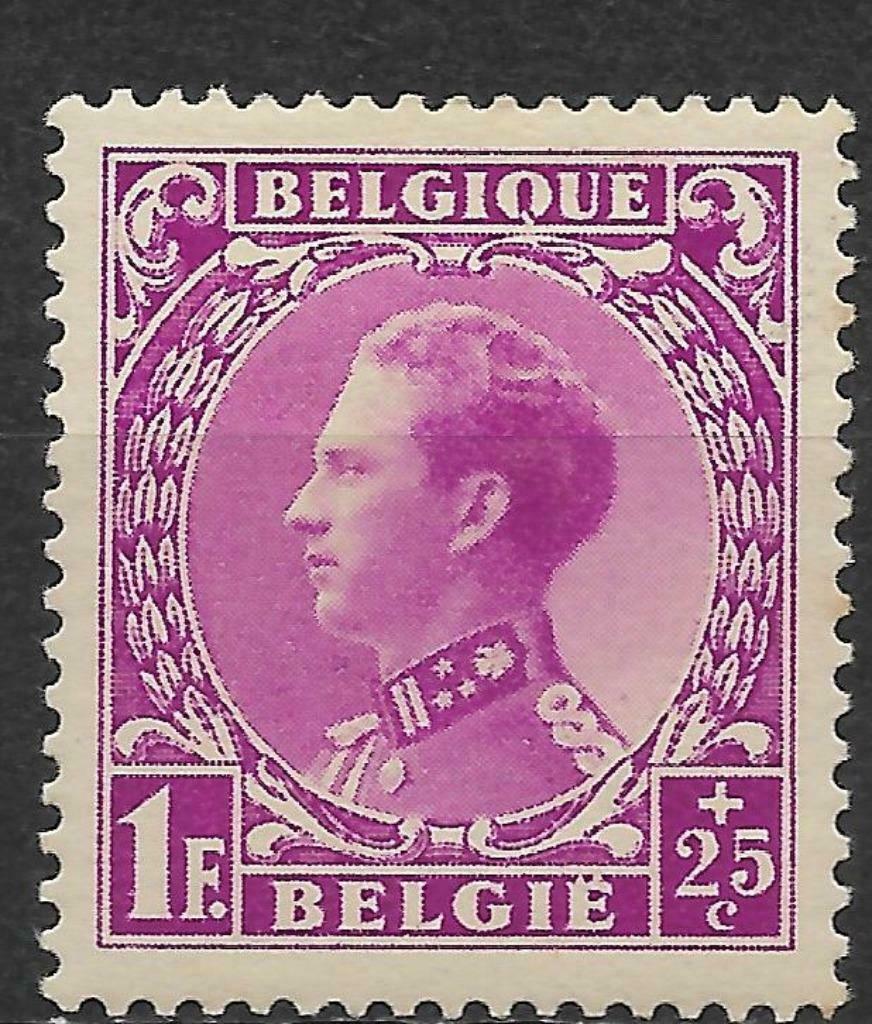 POSTZEGELS BELGIË- NR. 392 *- KONING LEOPOLD III (PLAKKERSPO, Trace d'autocollant, Enlèvement ou Envoi, Non oblitéré, Maison royale
