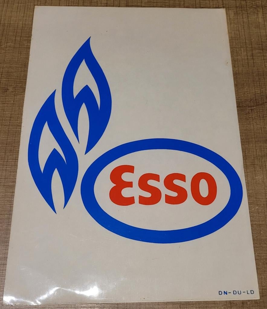 Esso: grote, oude sticker (1978), Verzamelen, Ophalen of Verzenden, Gebruikt, Merk