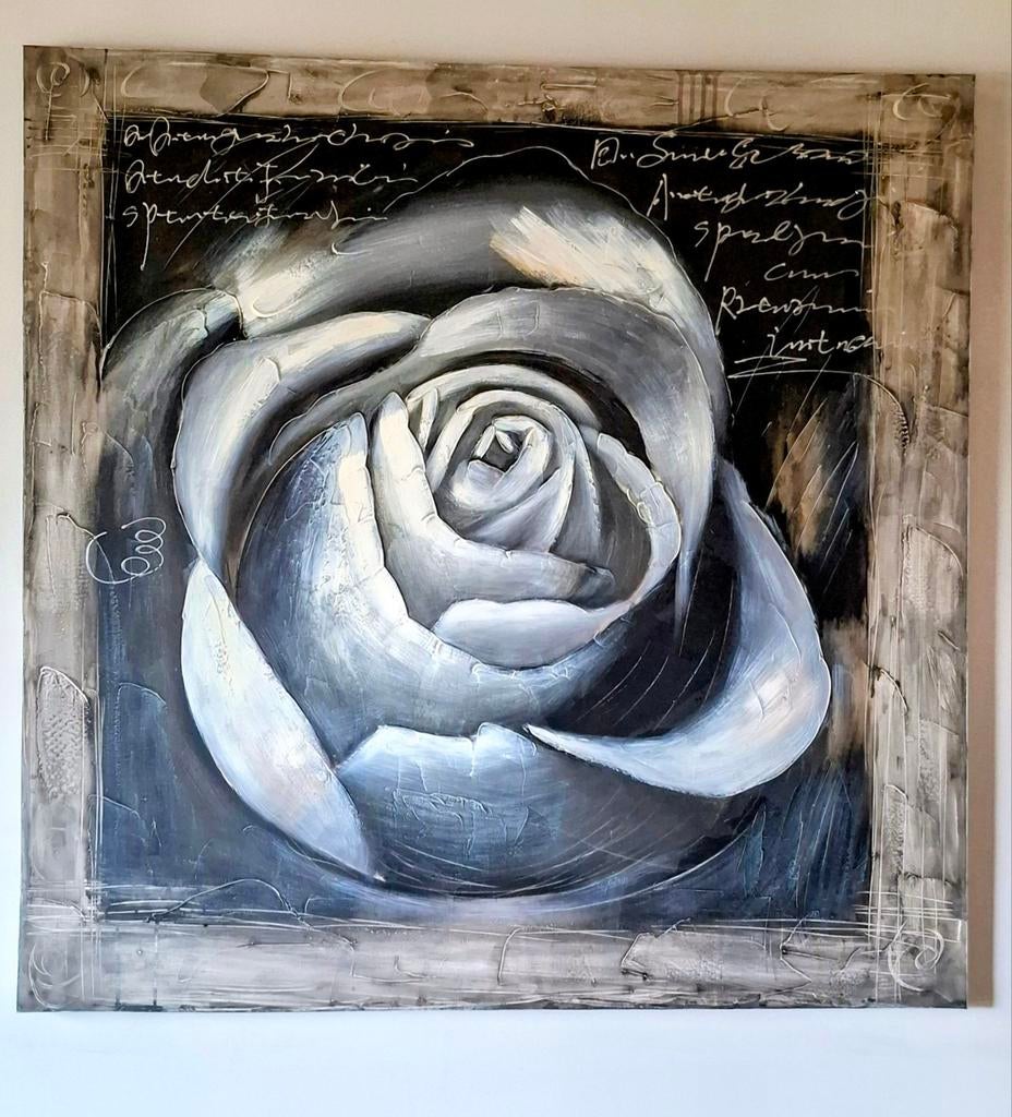 Mooie grote canvas van een roos zwart-wit, Ophalen