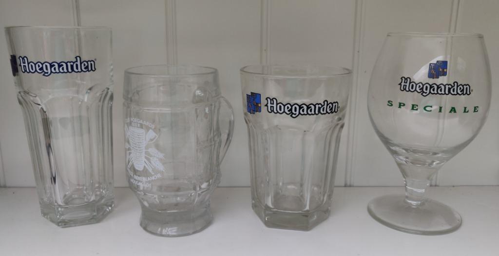 4 verres à bière Hoegaarden différents, Collections, Verres & Petits Verres, Enlèvement, Comme neuf, Verre à bière