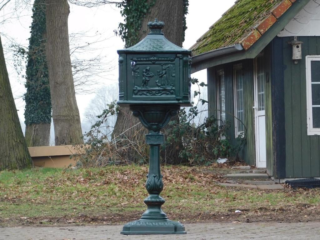 Staande Brievenbus - 120 cm - Gietijzer - Groen, Tuin en Terras, Ophalen of Verzenden, Staande brievenbus