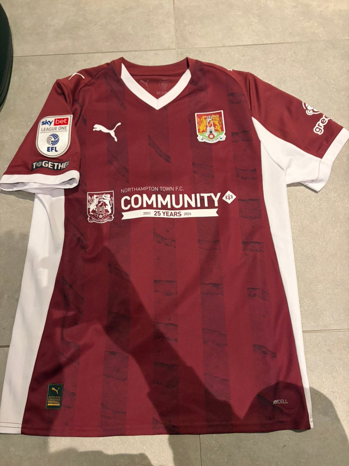 Northampton 25/26 Mccarthy matchworn shirt match worn, Collections, Enlèvement ou Envoi, Comme neuf, Maillot