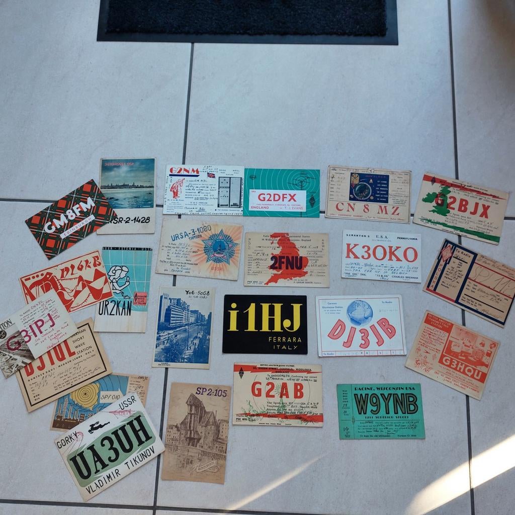 Lot van 23  oude contactkaarten van radioamateurs, Verzamelen, Ophalen of Verzenden