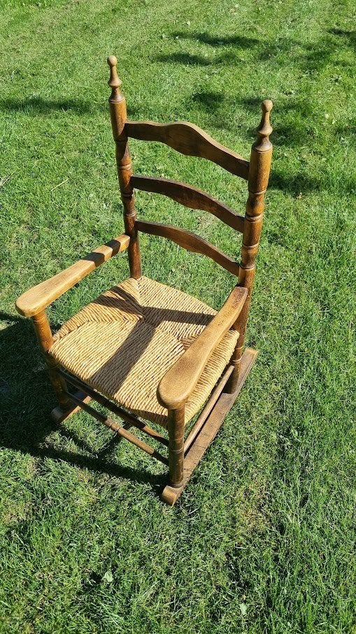 Chaise à bascule enfant en bois massif, Comme neuf, Brun, Enlèvement, Bois