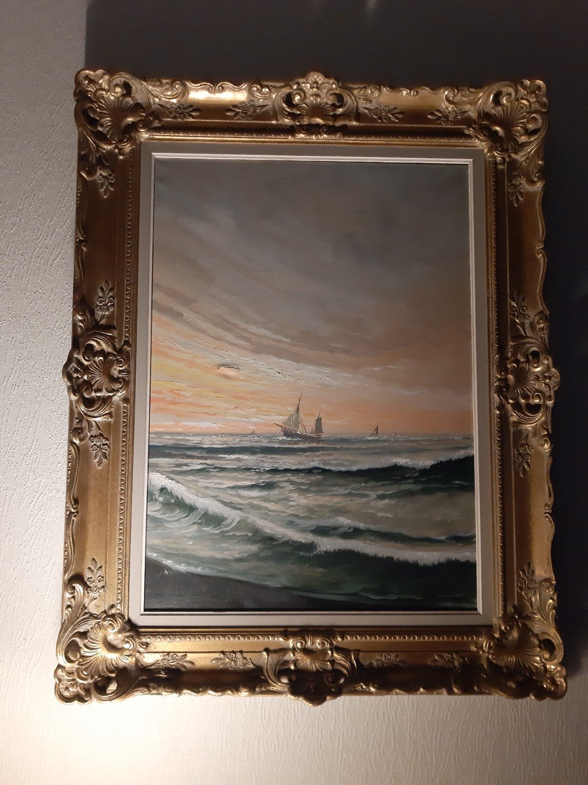 Schilderij, op zee, , decoratieve rand met goudverf, Ophalen